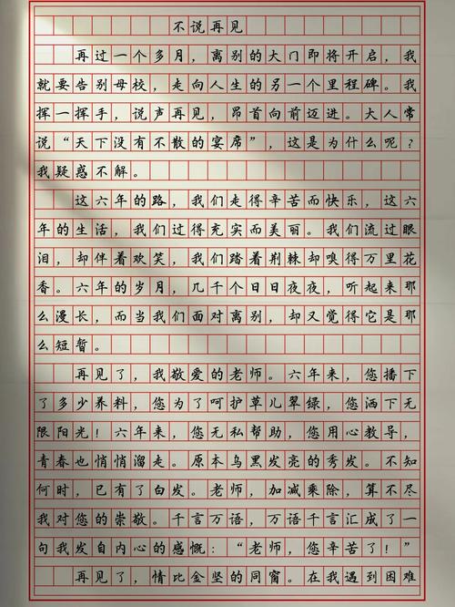 初中毕业分别的时候作文