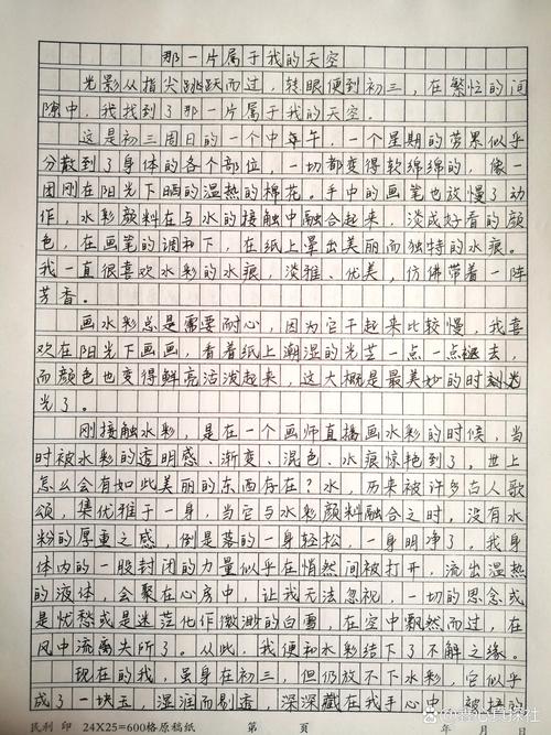 心中的那片蓝天初中作文