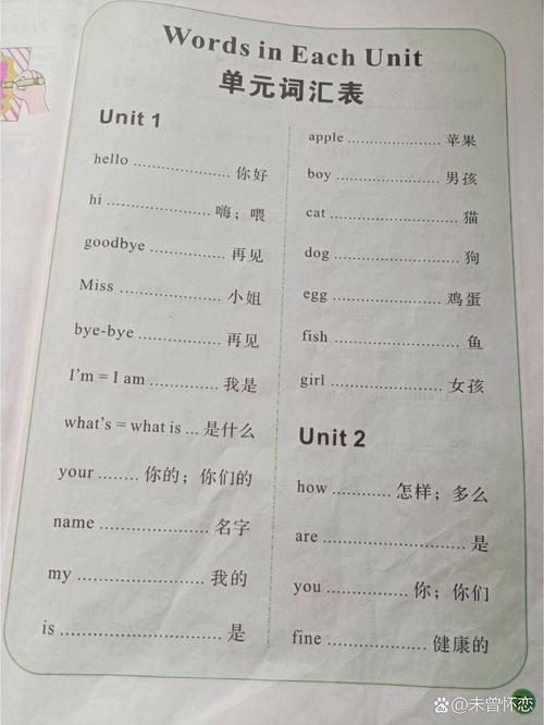小学英语三年级上册单词表
