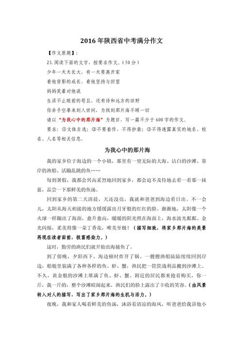 我心中 片海 初中作文