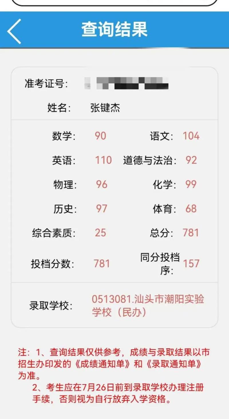 潮阳实验学校小学成绩查询