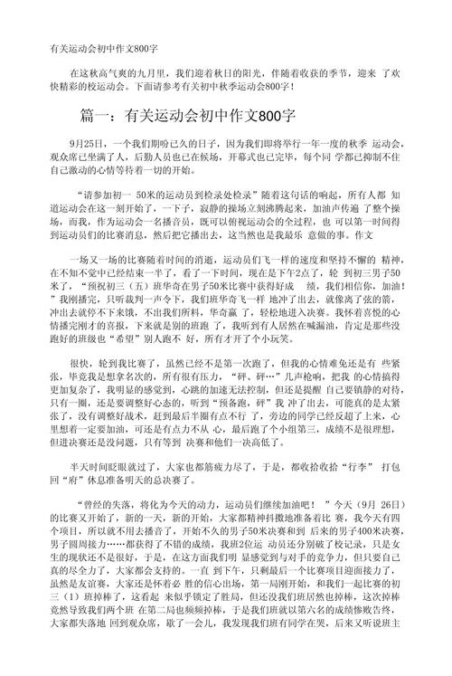 初中校运会作文800字