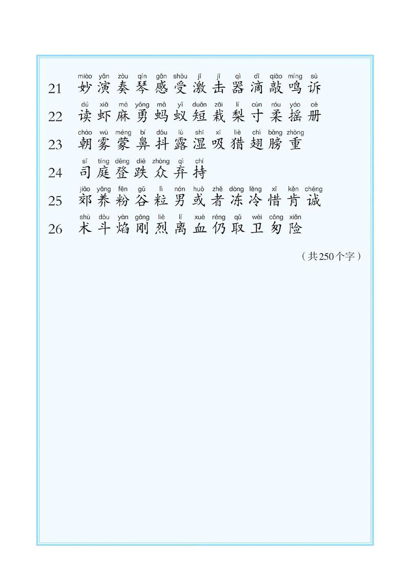 小学三年级语文上册生字表