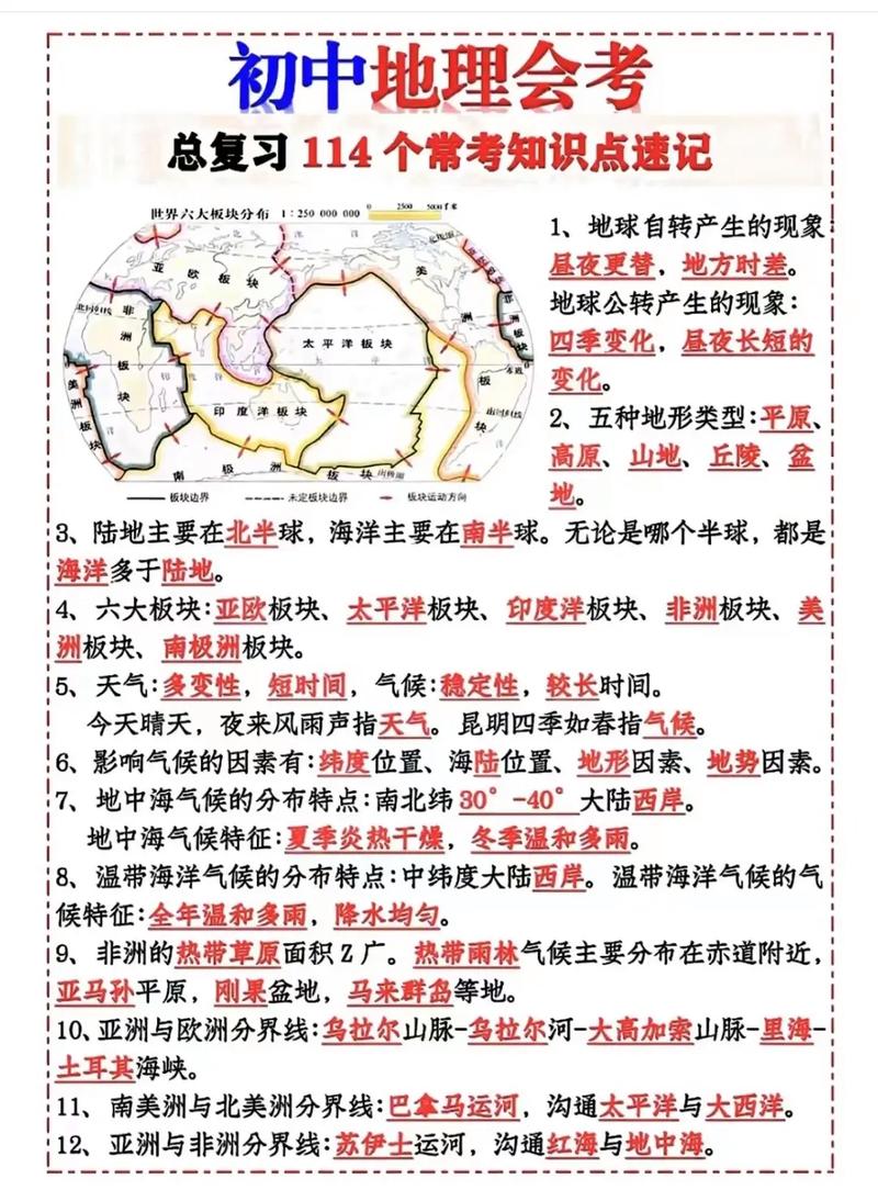 初中地理知识1000字