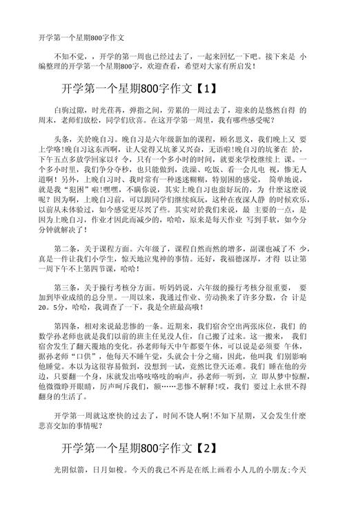 开学了初中作文800字