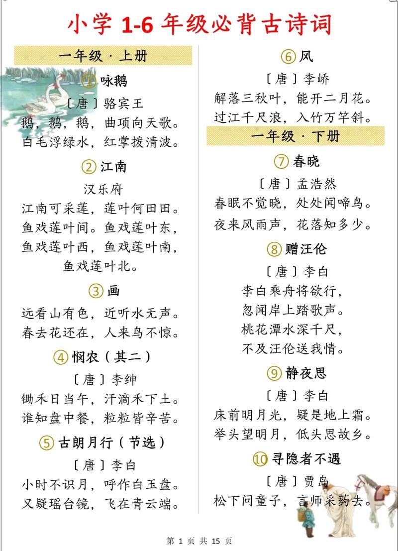 小学生必读古诗100首