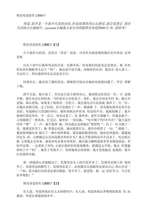 初中母亲满分作文800