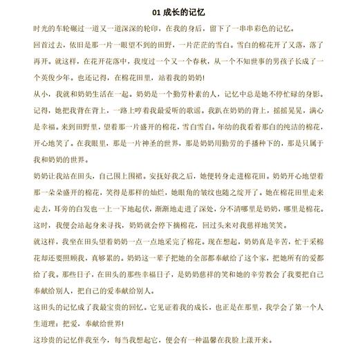 成长的记忆650字初中