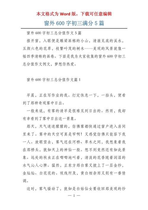 窗外六百字作文初中作文