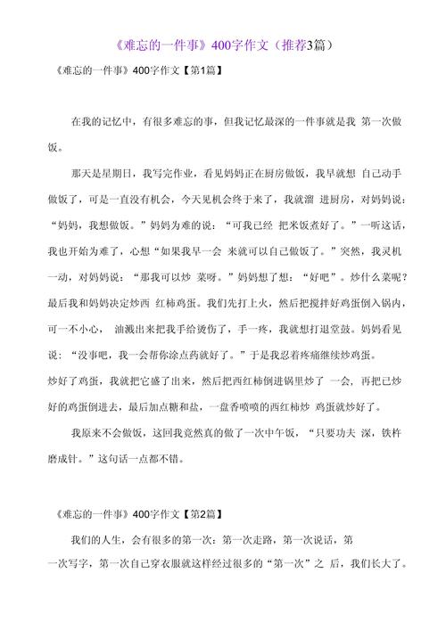 小学生记事作文400字