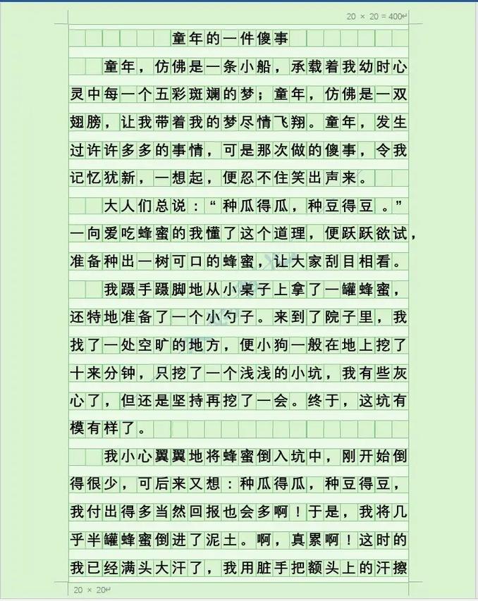 初中生作文 童年傻事