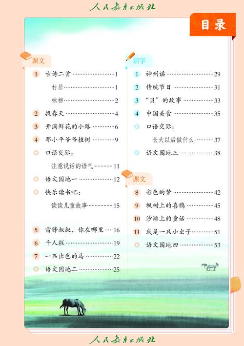 人教小学二年级语文下册
