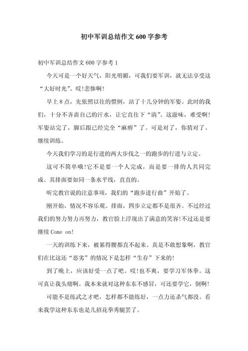 难忘的军训600字初中