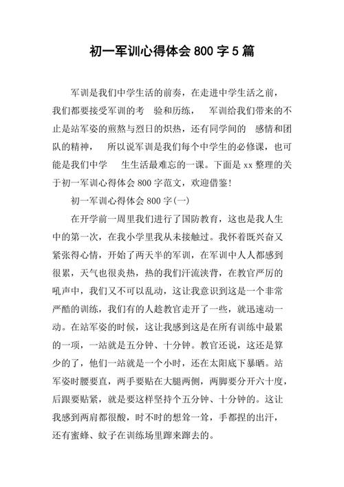 初中的军训800字作文