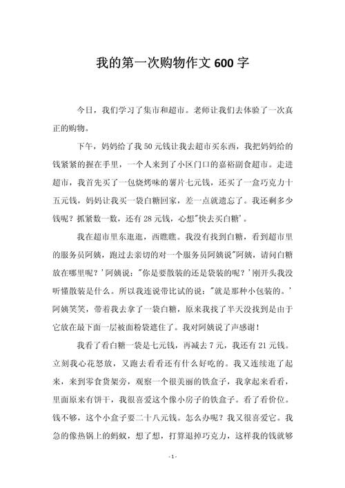 初中600字叙事买东西