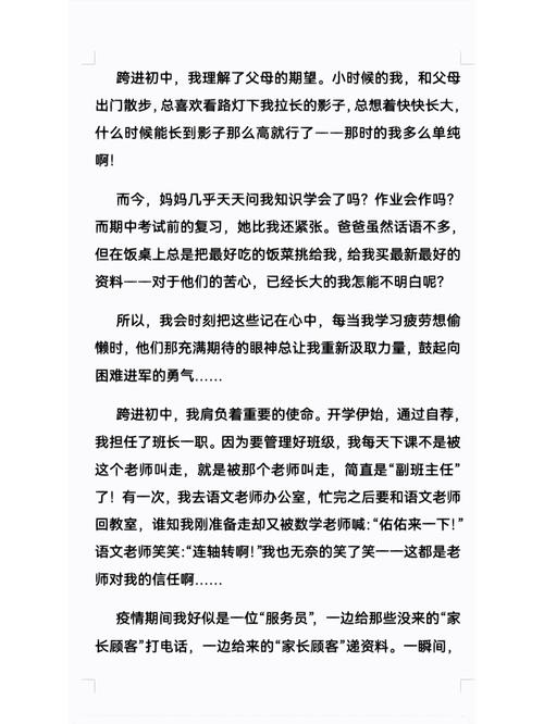 跨区初中以后作文600