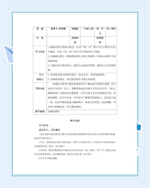 小学一年级语文备课教案