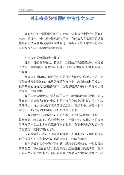 我憧憬的未来800初中