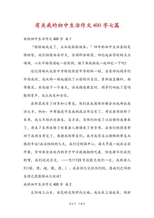 上初中的感想作文400