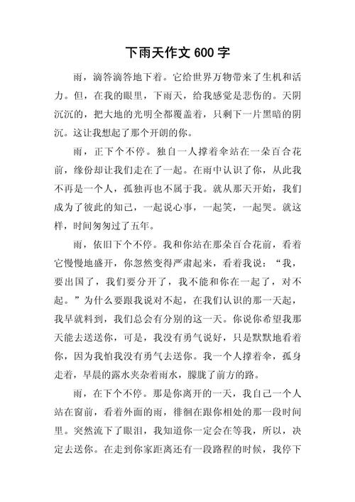 雨初中抒情作文600字