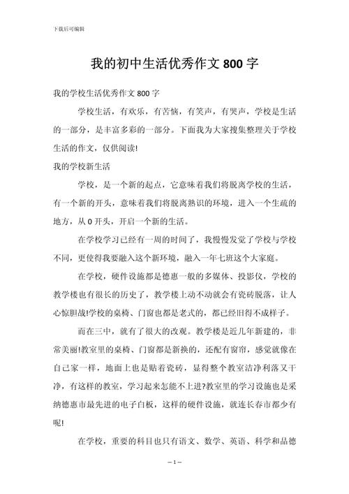我步入初中作文800字