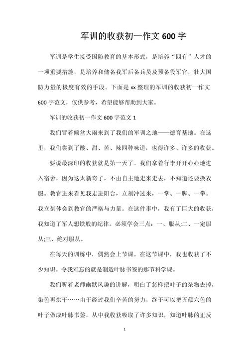 军训心得600字初中良
