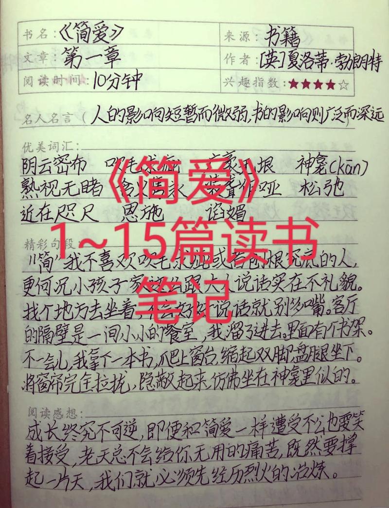简爱读书笔记800初中