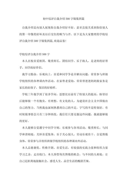 我的自述初中作文500