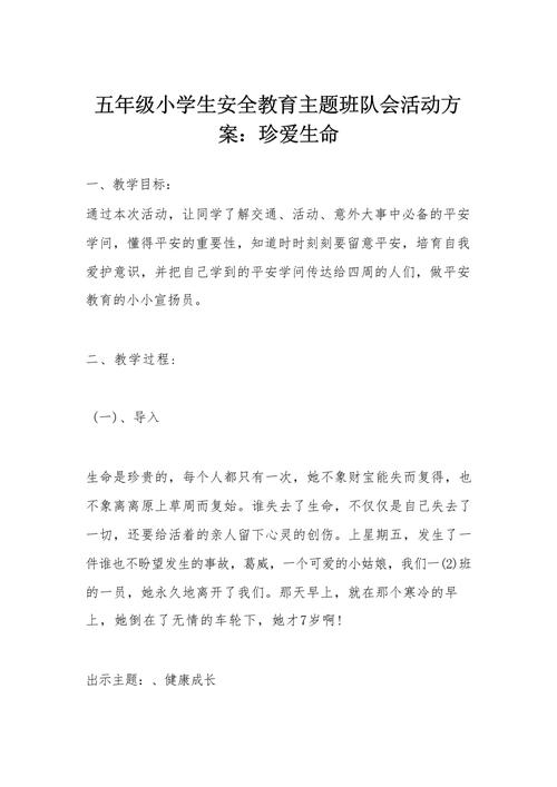 小学五年级安全教育教案
