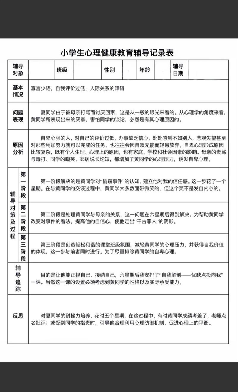 小学生心理健康教育记录
