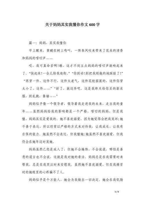 我懂你初中作文600字
