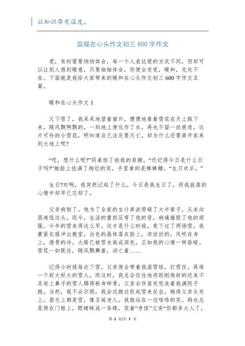 关于温暖人心的初中作文