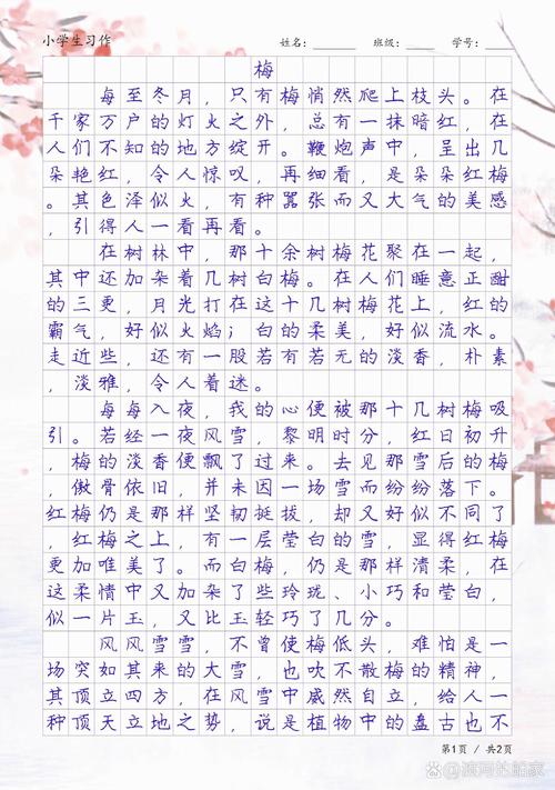 初中梅花的作文800字