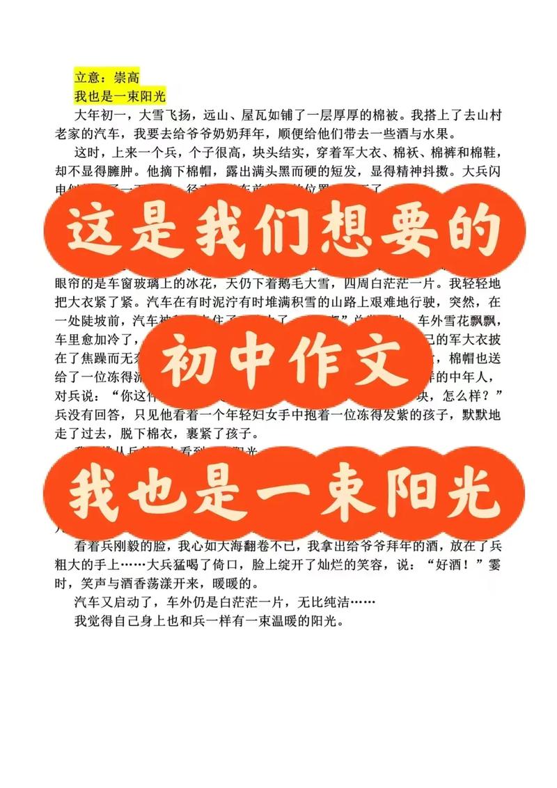 我也是 束阳光初中作文