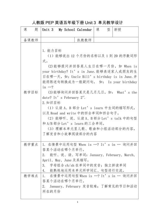 人教版小学英语教学设计