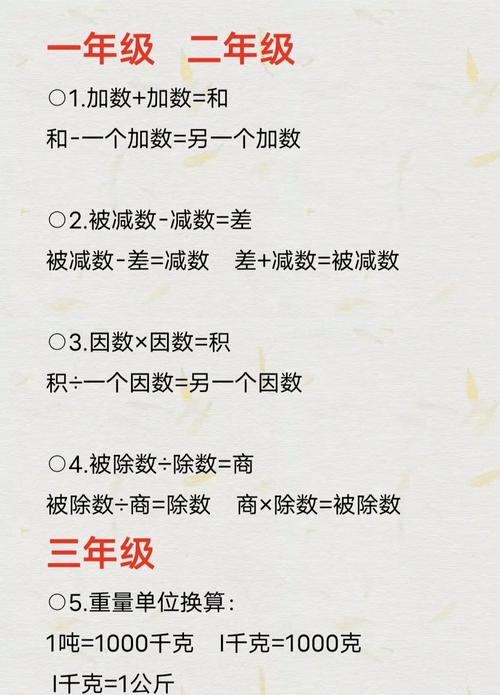 小学一到六年级数学公式