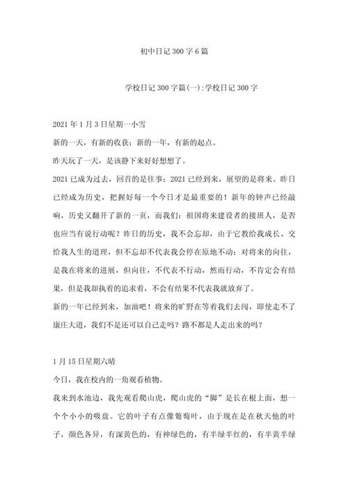 写日记大全300字初中