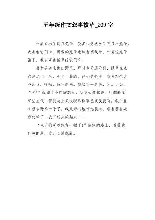 小学五年级作文200字