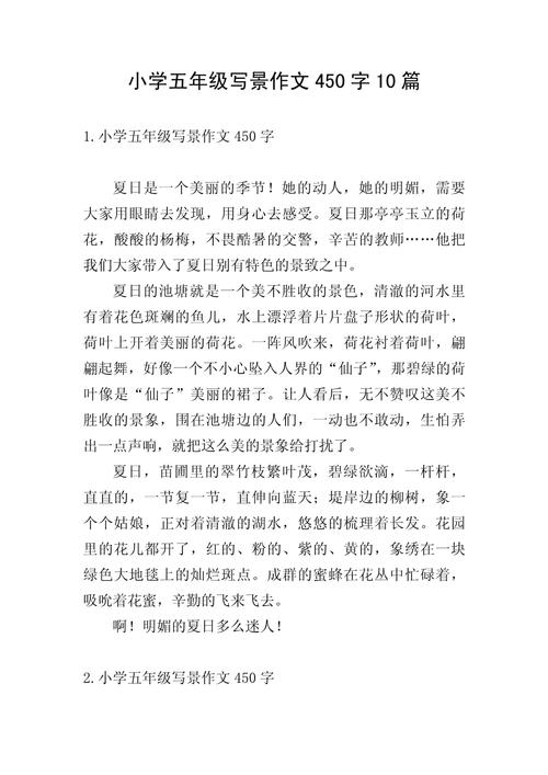 小学五年级作文450字