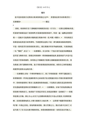 初中六百字优秀作文懂你