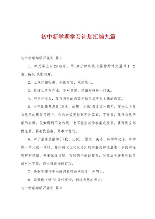 初中学期计划 700字