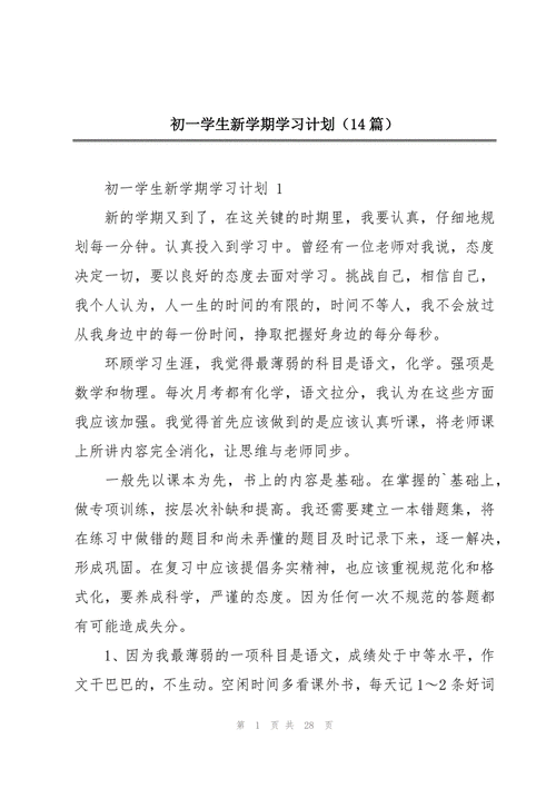 初中学期计划 700字