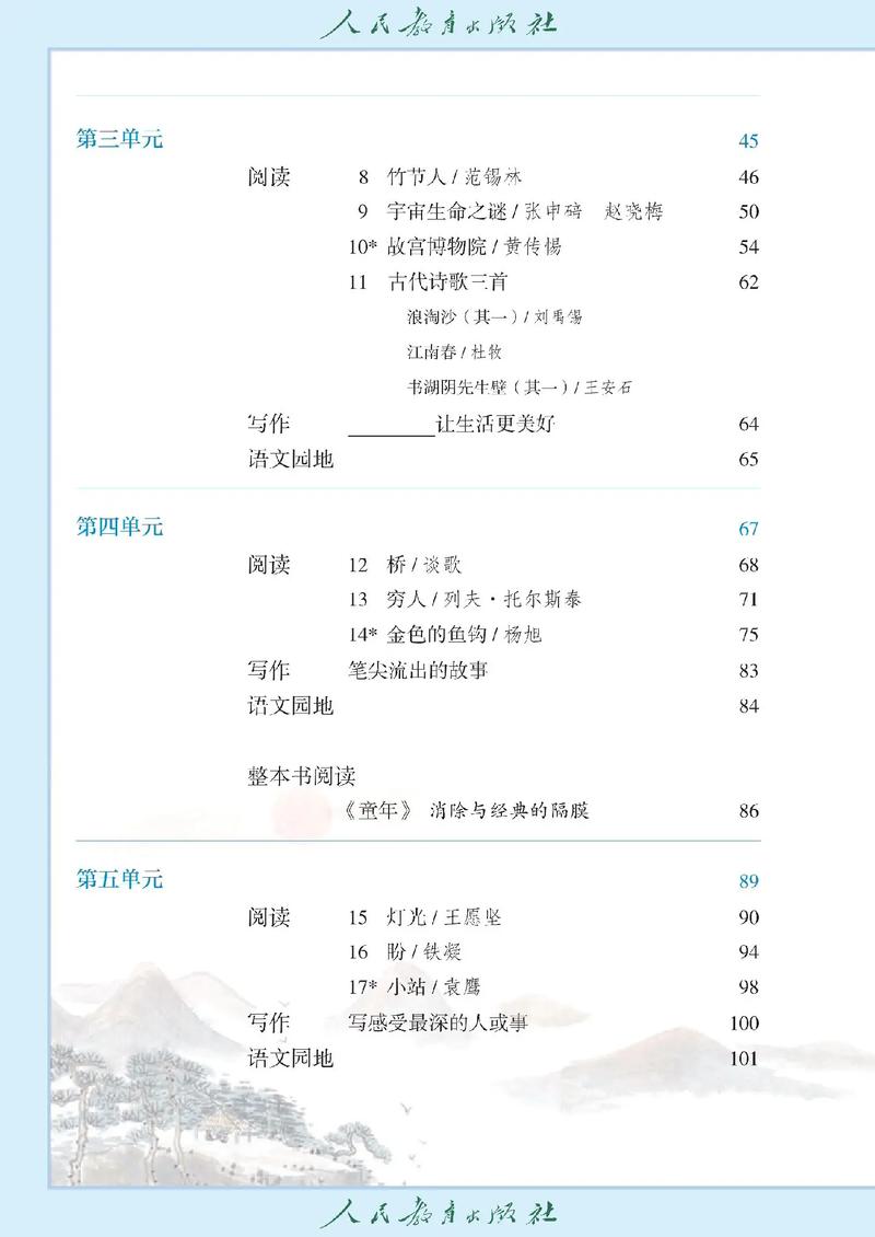 小学六年级语文上册目录