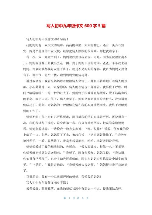 写人作文 600字初中