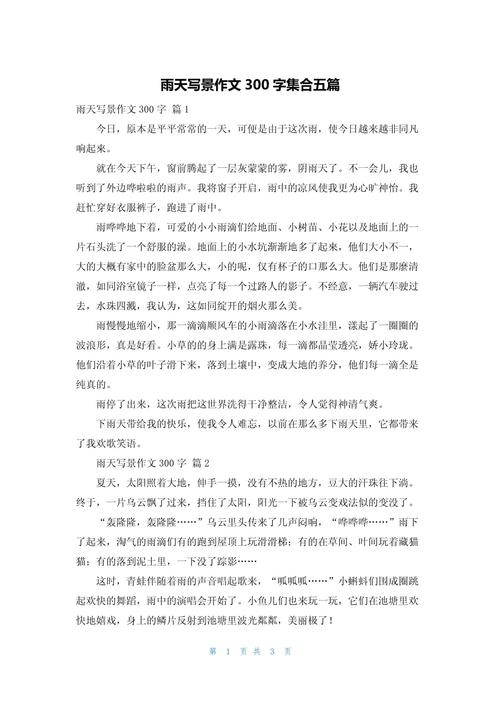 在雨中作文300字初中