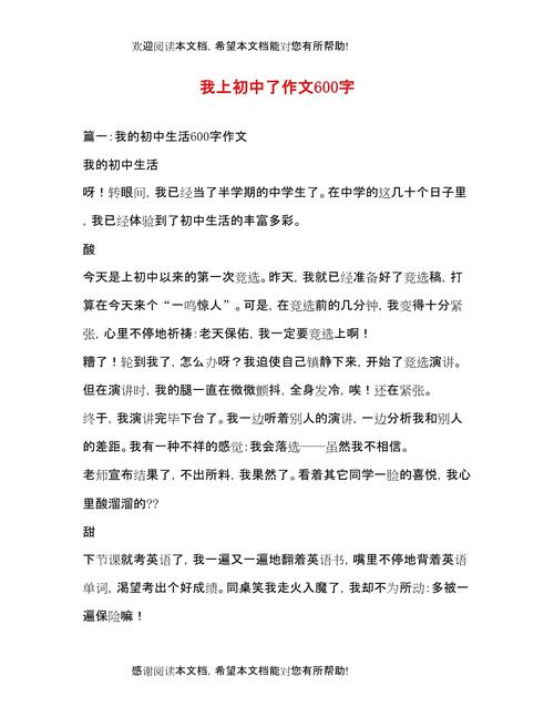初中作文现在的我600