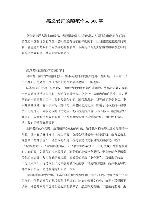 老师的作文600字初中