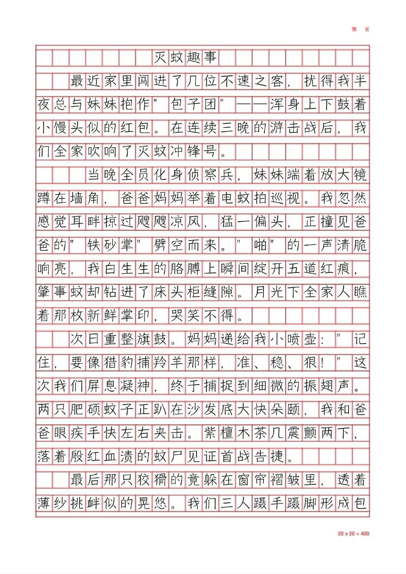初中打蚊子作文600字