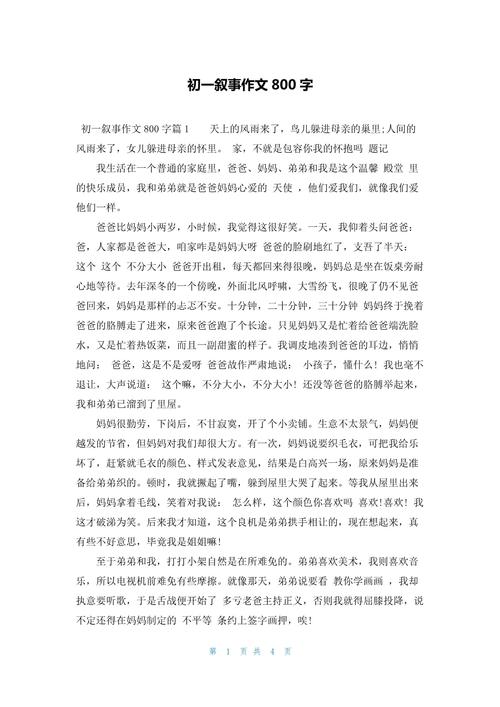 叙事类作文初中800字