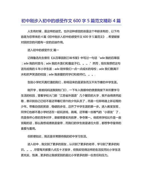 走进新初中作文600学